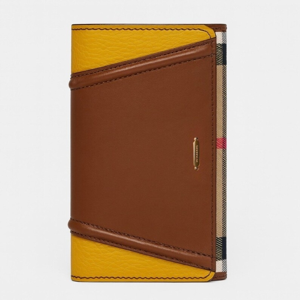 BURBERRY Brown and Yellow Continental Wallet